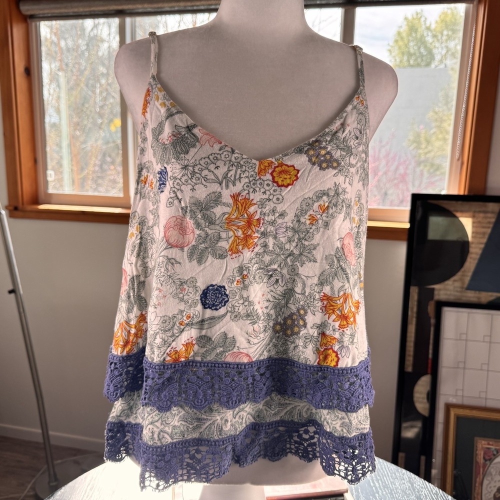 Anthropologie Woman's Floreat Mariella Printed-Tier Sleep Cami Size M